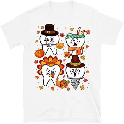 Среќна стоматолошка кошула на Денот на благодарноста, стоматолошка тиква, стоматолошки состав на Денот на благодарноста, екипа на забите,