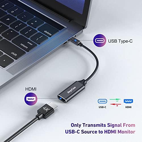 RAYCUE USB C До HDMI Адаптер, 4K USB Тип-C До HDMI Адаптер (Thunderbolt 3/4), Компатибилен Со MacBook Pro/Air, iPad Pro/Air, Samsung Galaxy