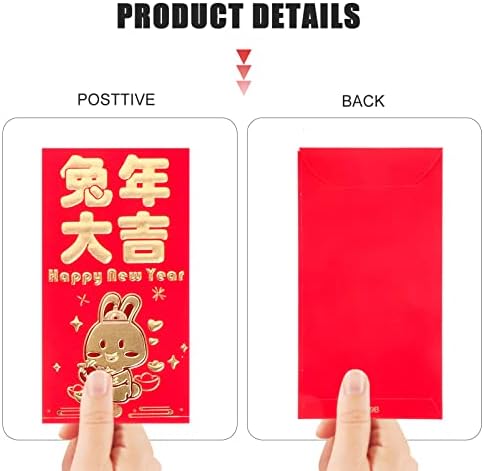 ЕКСЦАРТ Свадба Пликови Зајак Година Црвени Пликови: 36 парчиња Пакети Хонг Бао 2023 Кинески Новогодишни Џебови За Подароци За Подароци