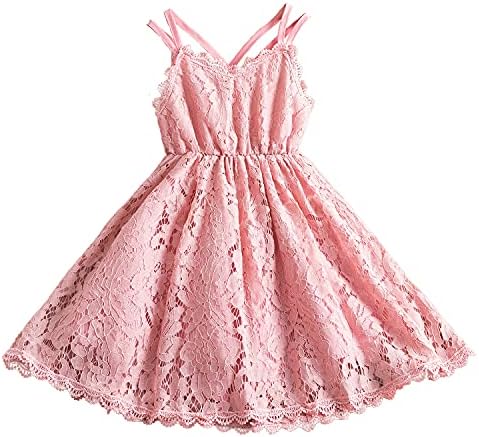 Nileafes Девојче колено фустан со чипка памук памук летни фустани за девојчиња 2-7 години