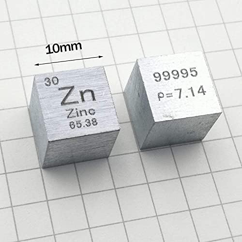 Goonsds цинк метал коцка 99,99% врежана периодична табела 10мм/0,39inch Zn примерок за лабораторија и собери