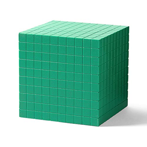 Hand2Mind 1 блок, пластична зелена база Десет коцки, место манипулативи за вредност, база 10 блокови, броење манипулативи, математички
