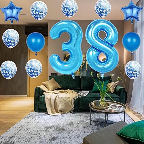 98 -ти роденденски украси за украси, сини број 98 балон, 40 инчи гигантска фолија Милар 98 -та декорација на балони за мажи и