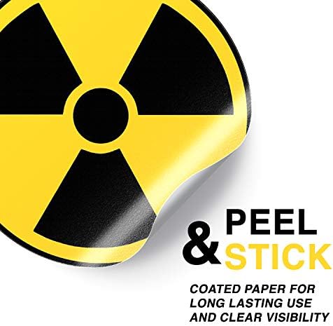 Етикета за предупредување за опасност од зрачење, 3 круг, пакет од 6 декорации, обложена хартија, налепници за симболи на жолто/црно