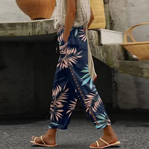 Постелни панталони на Foviguo Capri Palazzo за жени еластични високи половини, шупливи салон панталони, обични летни тенок хавајски џемпери
