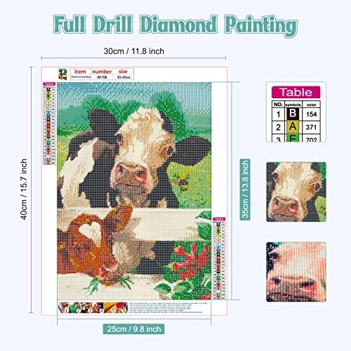 Наимоер 5Д крави Дијамантски комплети за сликање за возрасни, комплети за сликање со дијаманти, говеда, целосна вежба за скапоцени камења, комплети за дијамантски у