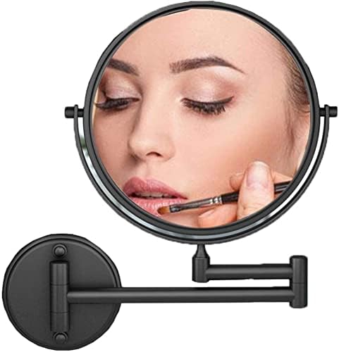 Wallид од огледало за шминка монтиран со 3x зголемување, двострана суета огледало што може да се прошири 360 ротација, тркалезно огледало