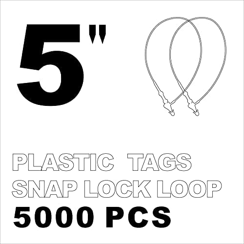 5000 компјутери пластични ознаки Snap заклучување на јамка - 5 пластични ознаки Snap заклучување јамка, прицврстувач за пластична ознака за пластична ознака за облека за