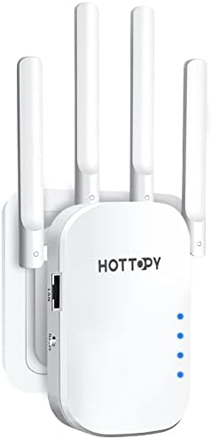 Hottopy Wifi Продолжувачи Сигнал Засилувач За Дома - 8000 квадратни стапки Лесно Поставување WiFi Засилувач Безжичен Рутер Со Приклучок