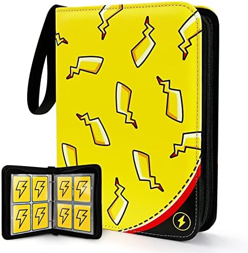Норсенс Картичка Врзивно Средство за 480 Одг Картички, 4-Џеб TCG Игра Држач За Тргување Картичка со 60 Отстранлив Ракави Жолта Опашка