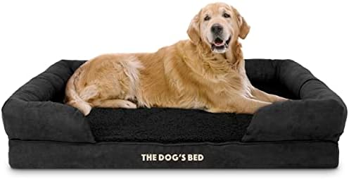 Креветот на кучињата Ортопедско куче кревети xl црн факс PL 43,5x34, премиум мемориска пена, олеснување на болката: артритис, дисплазија