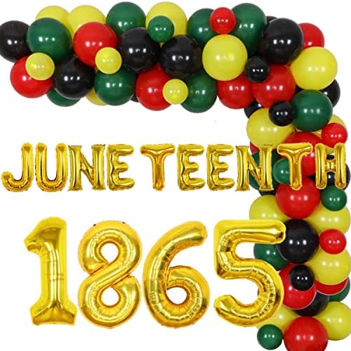 Декорации За Забави Во Јуни, Украси За Денот На Независноста Во 1865 Година - Црвена Зелена Жолта Црна Среќна Венец Од Балон Во