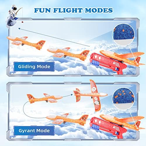 3 Пакет Авион Фрлач Играчки - 2 Режими НА Летање ПРЕДВОДЕНА Пена Едрилица Катапулт Авион Играчка За Момчиња Отворено Летање Играчки за Деца
