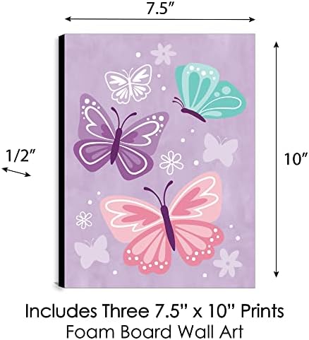 Голема точка на среќа убава пеперутка - цветна расадник wallидна уметност и детска соба декор - 7,5 x 10 инчи - сет од 3 отпечатоци