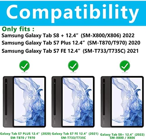 Случај деликасе За Samsung Galaxy Tab S8 Плус S8+ / S7 FE / S7 плус S7+ 12,4 инчи SM-X800/ X806/ T970/ T975/ T976 Таблет Со Држач За Пенкало S,