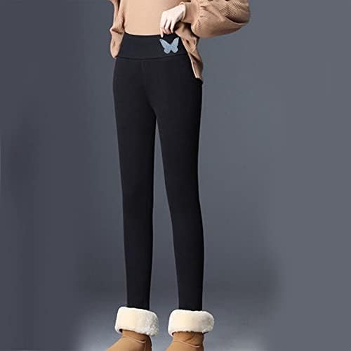 Женски високи половини хеланки Топло термичко зимско руно наредени хулахопки за жени со висока половината еластично руно џемпери