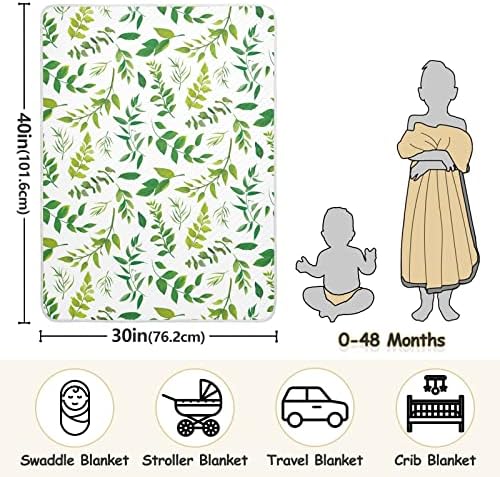 Swaddle Blangtet Зелени тропски растенија остава памучно ќебе за новороденчиња, примање ќебе, лесен меко залепено ќебе за креветчето, шетач, расадник,