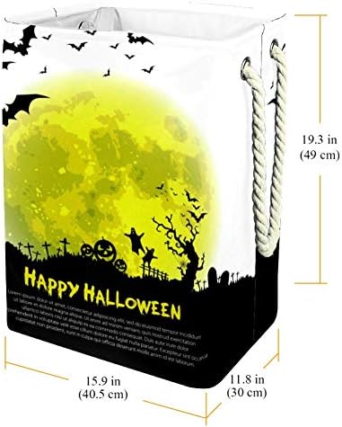 Inhomer Среќен Ноќта На Вештерките Порака Дизајн Позадина 300d Оксфорд Пвц Водоотпорна Облека Ја Попречува Големата Корпа За Перење За