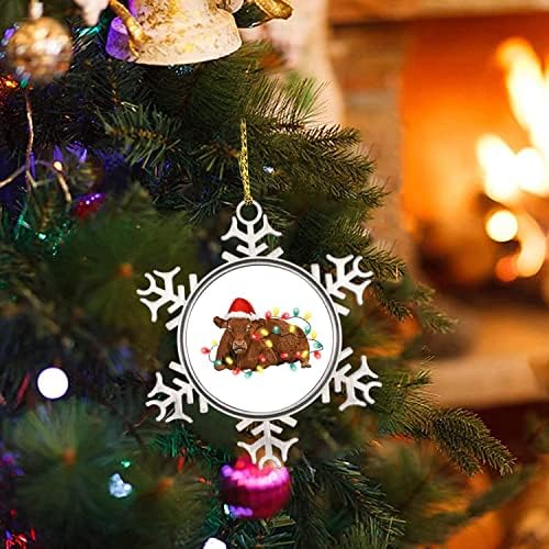 Божиќен украс на говеда, животни метални Божиќни украси 3 инчи, среќен Божиќ, среќен празници за семејни пријатели подарок за одмор дома