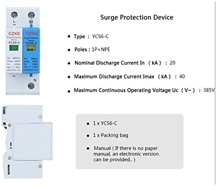 PURIN YCS6-C 1P+NPE 20-40KA AC SPD House Surge Protector Заштитна заштита на уредот со низок напон