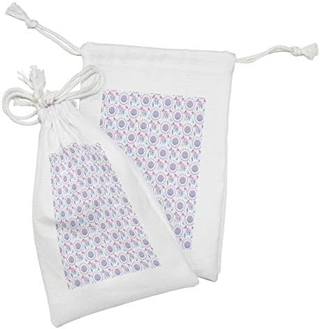 Амбезон Етнички ткаенина торбичка од 2, повторувачка шема на украсен дизајн на Dreamcatchers во центарот на мандалата, мала торба за влечење