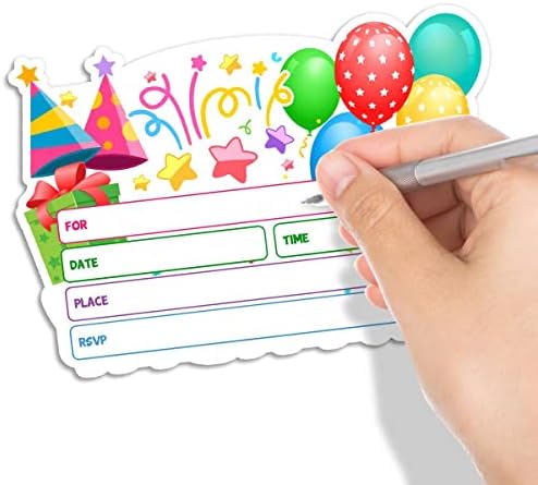 30 картички за покани за роденденска забава со балон со коверти за деца, мали деца, девојчиња, материјали за роденденска забава