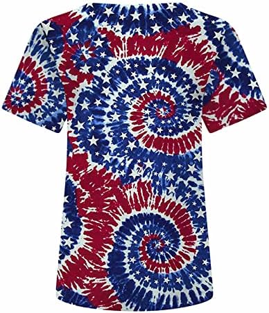 Дами Дневна Блузи Краток Ракав Блуза Маици Брод Вратот Американска Ѕвезда Графички Fall Лето Блузи Облека Мода