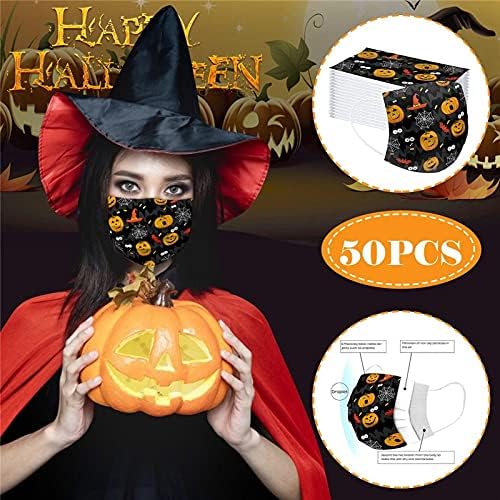 50 парчиња маски за еднократна употреба за Возрасни За Ноќта на Вештерките, маски за лице, слатки маски за печатење, заштита за дишење