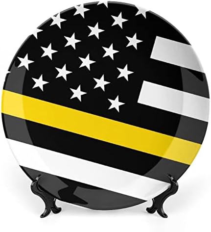 САД тенка жолта линија знаме Смешна коска Кина Декоративна плоча Тркалезна керамичка плочи занает со приказ за домашна канцеларија wallид