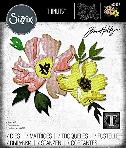 Sizzix Thinlits Die 665209 Brushstroke Flowers 1 од Tim Holtz 7 пакет, повеќебојни
