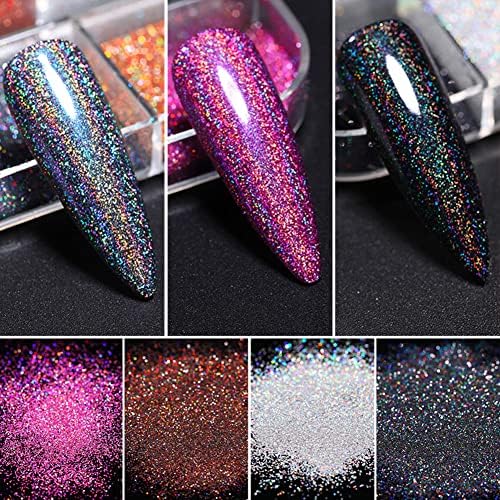 12 бои хромирани нокти во прав iridescent сјајни нокти сјајни украси за прашина магии леќи ласерски sequins шлаг во прав, песок