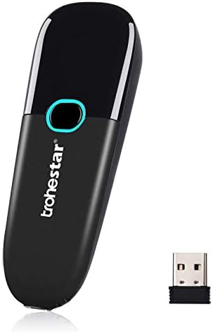 Trohestar Mini Bluetooth Barcode Scanner 328 FTS опсег USB 1D скенер за баркод автоматски читач на рачен бар -код за продавница за малопродажба,
