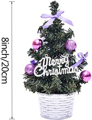 Sunreek мини новогодишна елка со украси, 3 парчиња мали 8 -инчи/20 см високи маса вештачко божиќно дрво за Божиќна забава за Божиќ