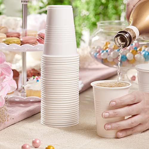 [500 Пакет - 9 мл.] Бели Пластични Чаши За Еднократна Употреба-Чаши За Пиење Ладна Забава…