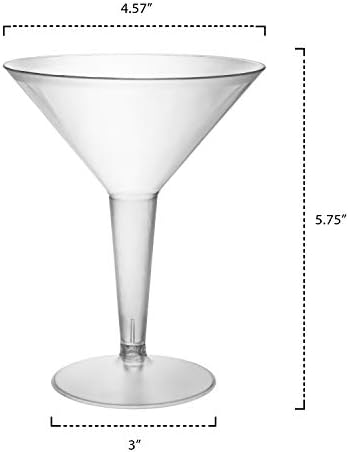 Основни Работи За Забави N81021 Пластични Дводелни Чаши Мартини Од 8 Унци/Чаши За Забави, 10 Брои, Исчисти