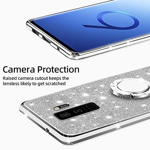 Кудини За Samsung Galaxy S9 Плус Случај, Galaxy S9 Плус Случај За Жени Сјај Кристално Јасен Tpu Луксузен Заштитен Капак со Ремен За Удар За
