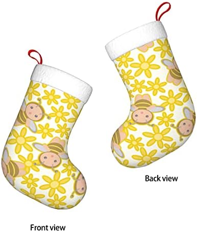 Аугенски Божиќни чорапи сончогледи Бебе пчела симпатична двострана камин што виси чорапи