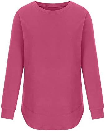 Gdjgta женски џемпери на Suld Crewneck Долги ракави модни кошули врвови маица тунична блуза пуловер