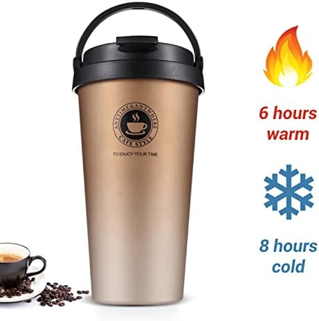 Jumigra вакуум од не'рѓосувачки челик изолирана кафе со капа, совршена чаша за патувања за топли и ладни пијалоци, термички чаши