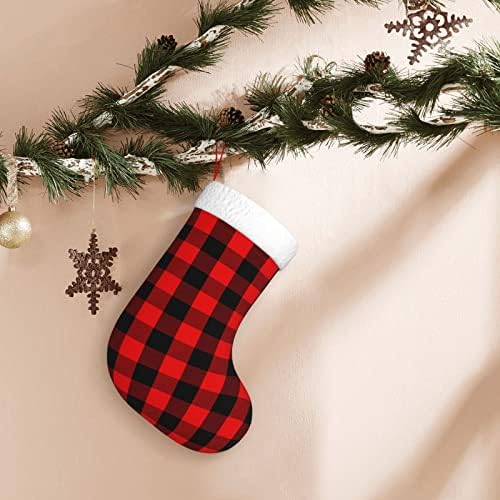 Cutedwarf Red Buffalo Claid Cristma Codrings Божиќни украси на дрво Божиќни чорапи за Божиќни празнични забави подароци 18-инчи