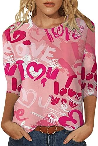 Ден на вineубените џемпери за жени графички долги ракави Loveубовно срце писмо печати џемпер на екипажот на екипажот на врвовите на