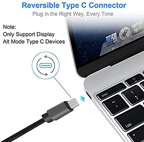 СИВ Зајак USB C До HDMI Адаптер Со Моќност Dilivery PD100W(6 ft), USB C до hdmi Кабел 4K 60HZ, Компатибилен Со Прекинувач MacBook iPad Pro, Површина И Повеќе (Може Да Се Користи Без Напојување)