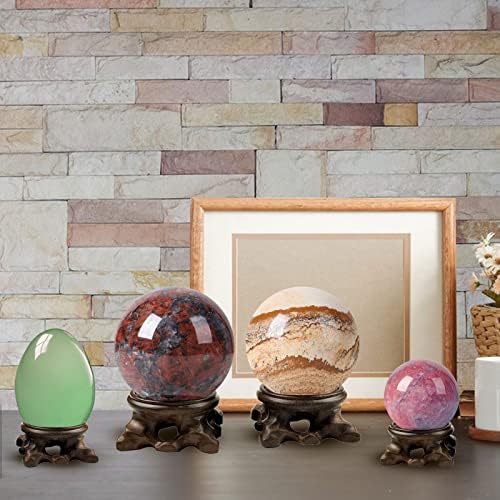 15 парчиња мини дрвена кристална сфера, дрвена екранот стојат кристална топка стојат глобус скапоцен камен, шуплива кварц топка, држач за јајце, база на дрвени дрвен