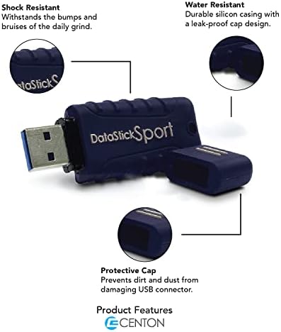 Centon Electronics Mp Суштински 64 GB USB 3.0 Datastick Спорт Флеш Дискови, Сино-Масовно 10-Пакет