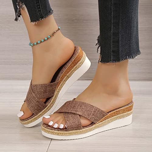 Сандали жени платформа клинови сандали за жени облечени летни жени сандали на отворено обични папучи на отворени пети 2023 модни