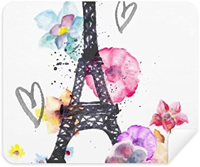 Ајфеловата Кула Франција Во Облик На Срце Чистење Крпа Екран Почиста 2 парчиња Велур Ткаенина