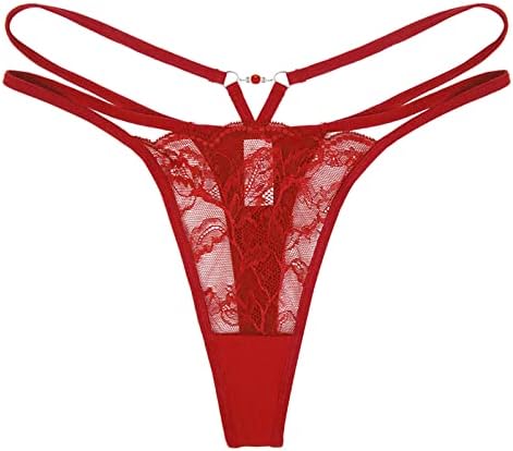 Секси гаќички за жени на необични двојни тенки ленти чипка G-жици мрежа со низок половината беспрекорна танга цветна исечена t назад