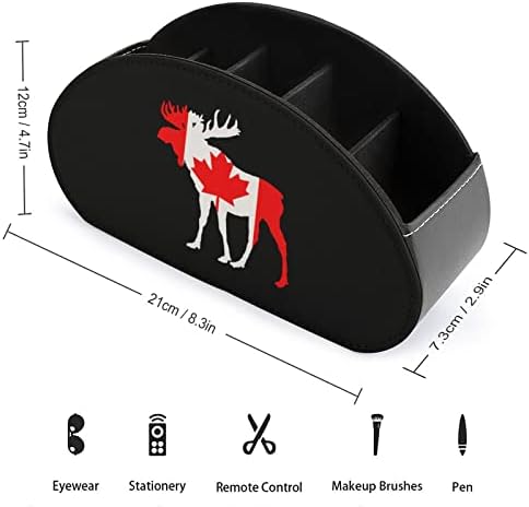 Лос во знамето на Канада држач за далечински управувач со 5 оддели PU кожа Мултифункционално складирање Caddy Desktop Организатор кутија за ТВ ДВД Blu-ray