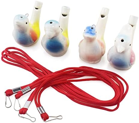 Puoo 4PCS Water Bird Whistle Toys of Ceramic со виси јаже, играчки за деца роденденски подарок, подароци за забави, велигденски подароци