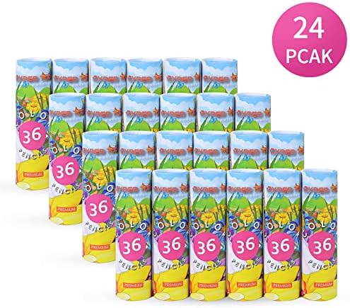 Cyper Top 24 кутии 36 обоени моливи поставени за боење на возрасни, претходно острини обоени моливи за деца, 24 кутии, пакет од